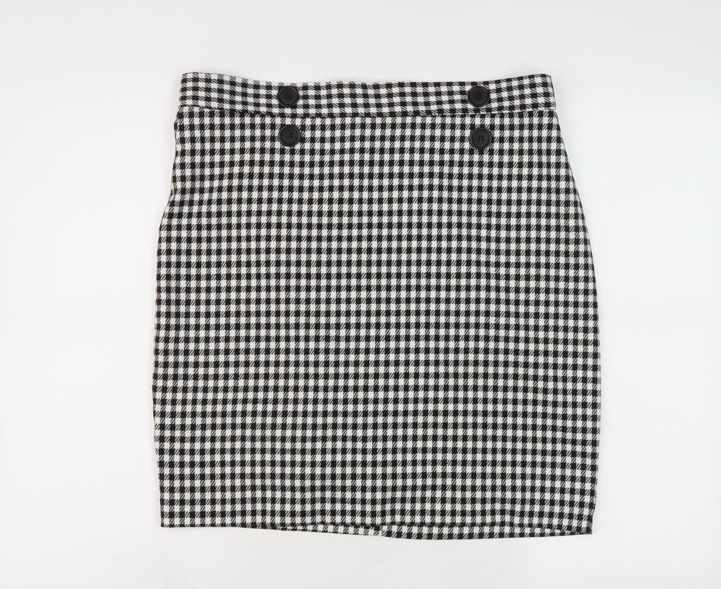 M&Co Women's Black Check Pencil Skirt Size 16