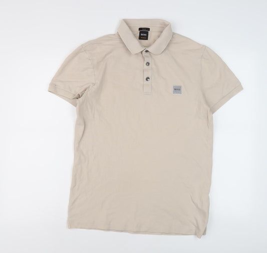 BOSS Men's Beige Slim Fit Polo L