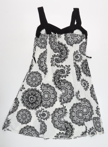 Merien Hall Women's White Floral Dress 14 Sleeveless
