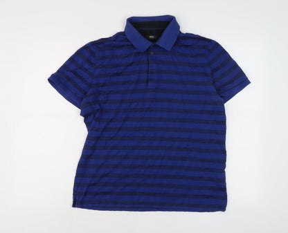 Hugo Boss Men's Blue Striped Polo Shirt Size L