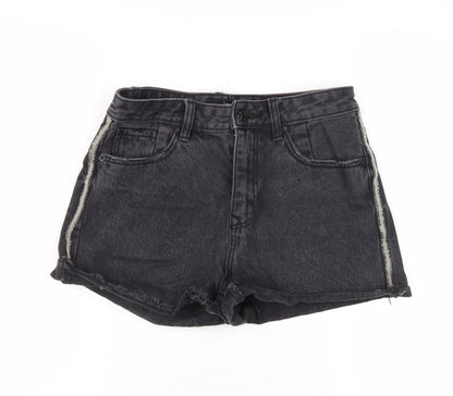 Stradivarius Women's Black High Waist Denim Shorts - Size 8