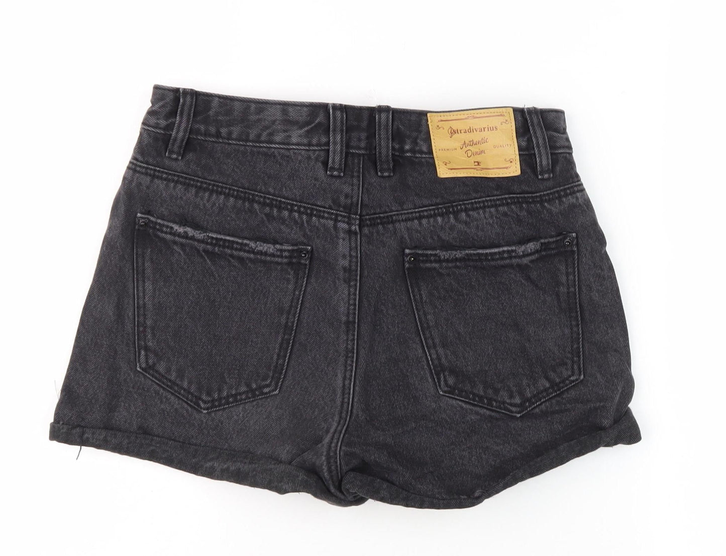 Stradivarius Women's Black High Waist Denim Shorts - Size 8