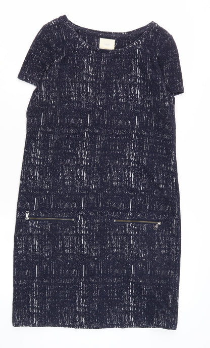 Next Women's Black Shift Dress Size 8 Short Sleeve