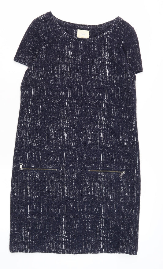 Next Women's Black Shift Dress Size 8 Short Sleeve