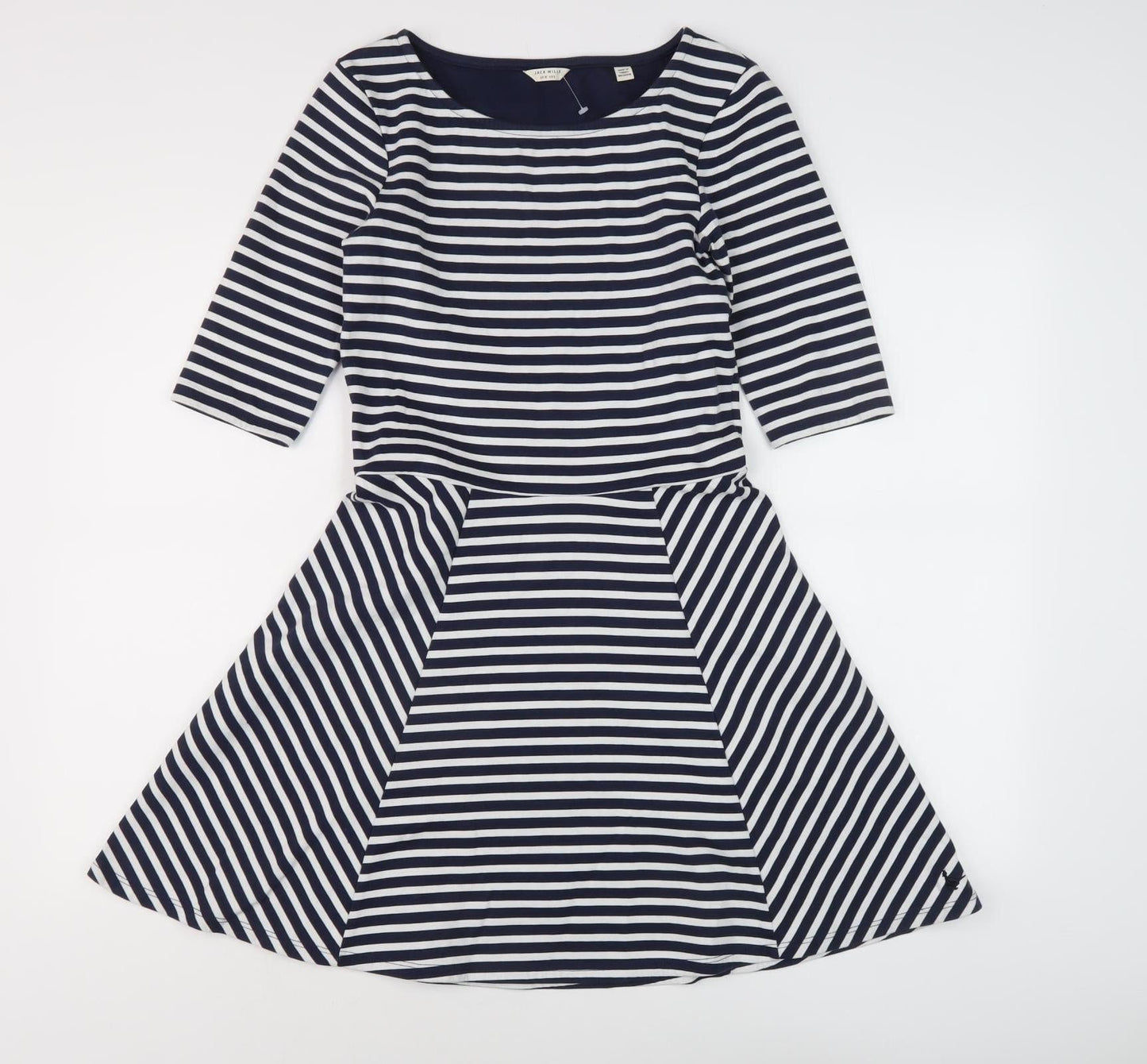 Jack Wills Women's Navy Striped A-Line Dress Size 10