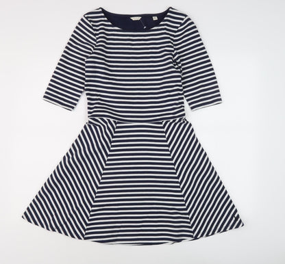 Jack Wills Women's Navy Striped A-Line Dress Size 10