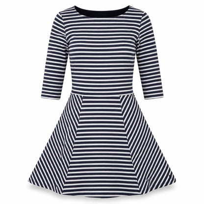 Jack Wills Women's Navy Striped A-Line Dress Size 10