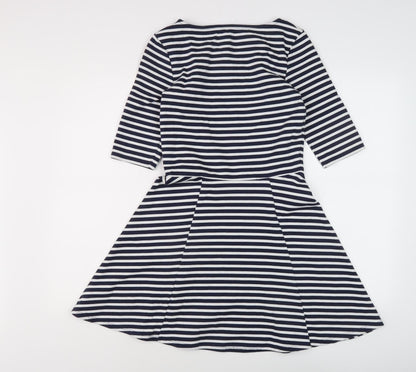 Jack Wills Women's Navy Striped A-Line Dress Size 10