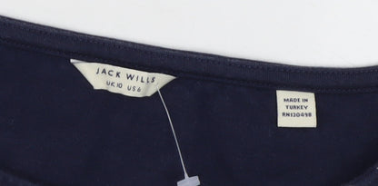 Jack Wills Women's Navy Striped A-Line Dress Size 10