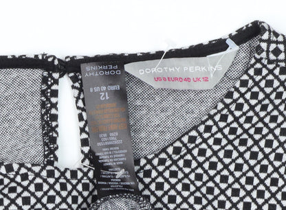 Dorothy Perkins Women's Black Geometric Sheath Dress 12