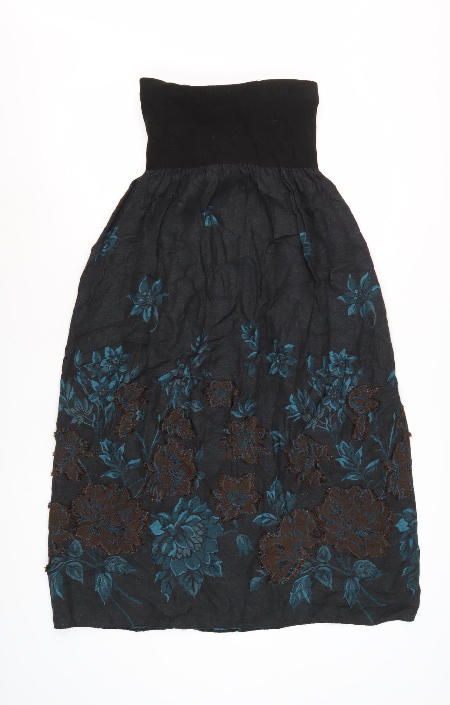 Alex Women's Black Floral Midi Dress Petite Sleeveless