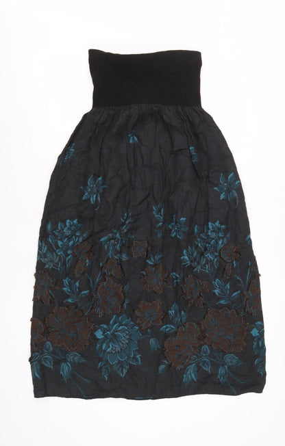 Alex Women's Black Floral Midi Dress Petite Sleeveless