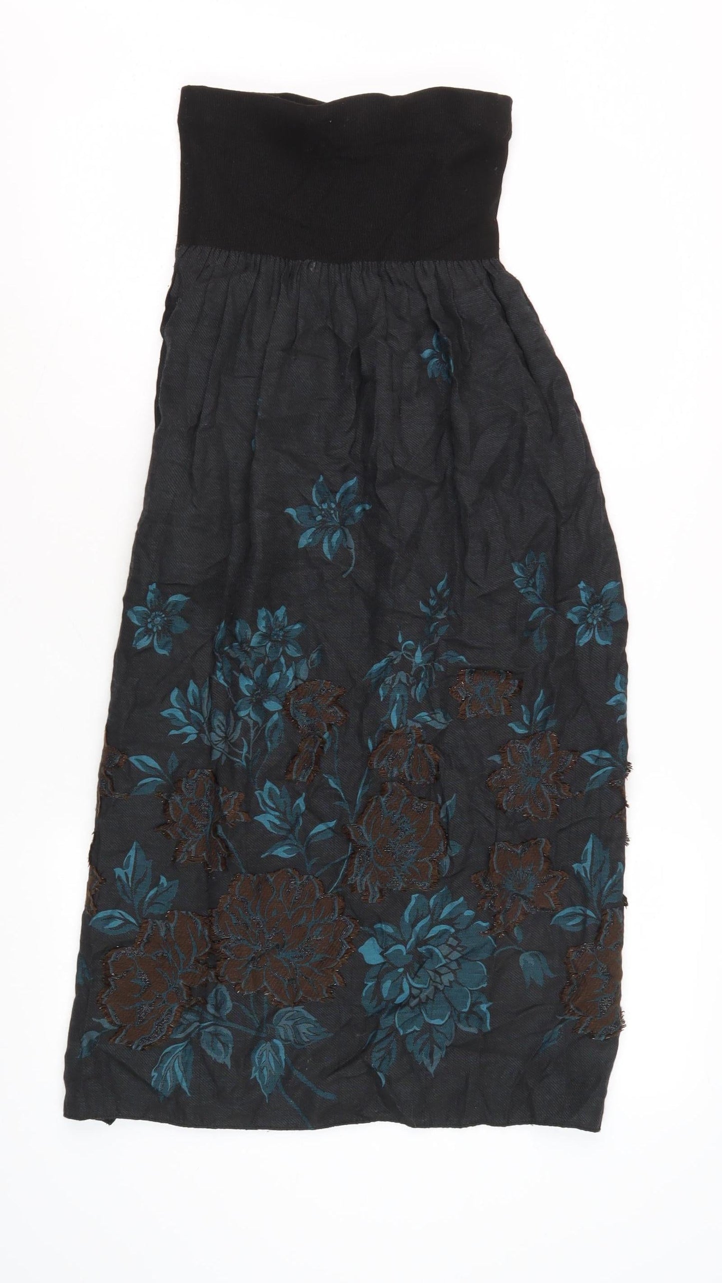 Alex Women's Black Floral Midi Dress Petite Sleeveless