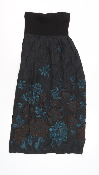 Alex Women's Black Floral Midi Dress Petite Sleeveless