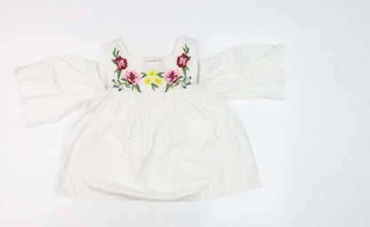 Womens UK Size M Pull & Bear White Tunic Blouse