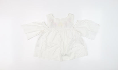 Womens UK Size M Pull & Bear White Tunic Blouse