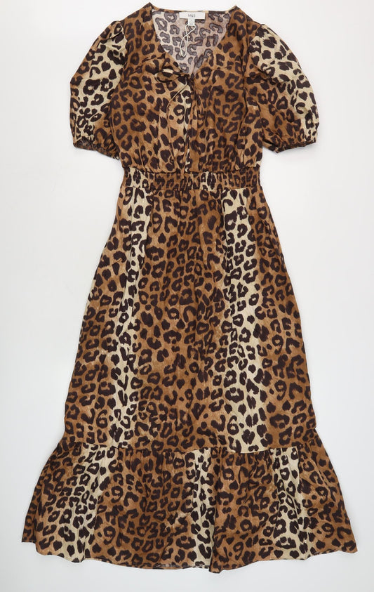 Marks and Spencer Women's Brown Animal Print Midi Dress