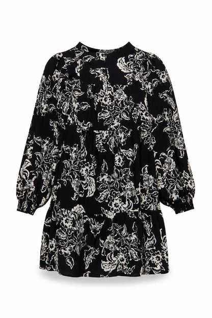 Marks and Spencer Women's Black Floral Shift Dress, Size 8