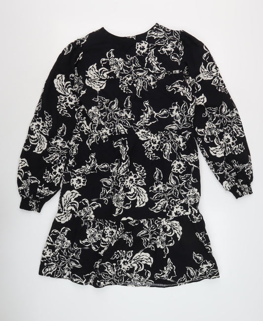 Marks and Spencer Women's Black Floral Shift Dress, Size 8