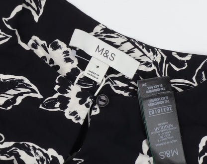 Marks and Spencer Women's Black Floral Shift Dress, Size 8