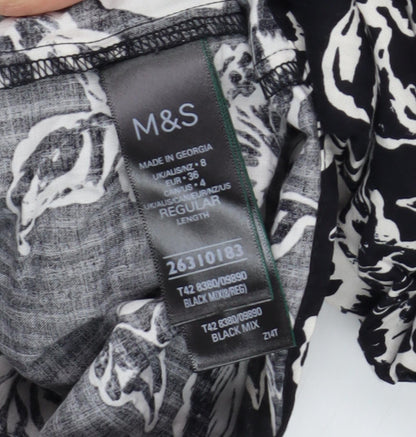 Marks and Spencer Women Black Floral Dress Size 8