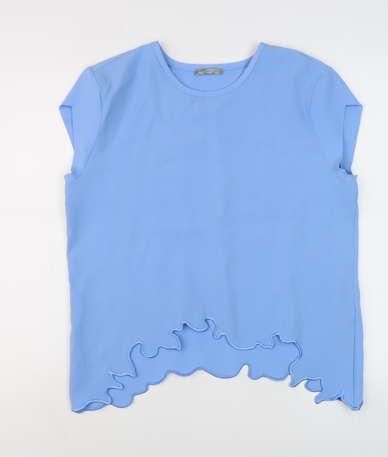 Womens UK Size 12 Zara Blue Basic Blouse