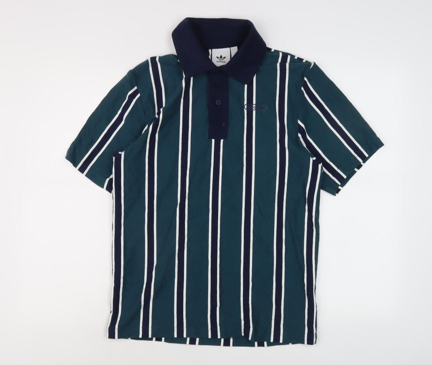Adidas Unisex Green Striped XS Polo Shirt