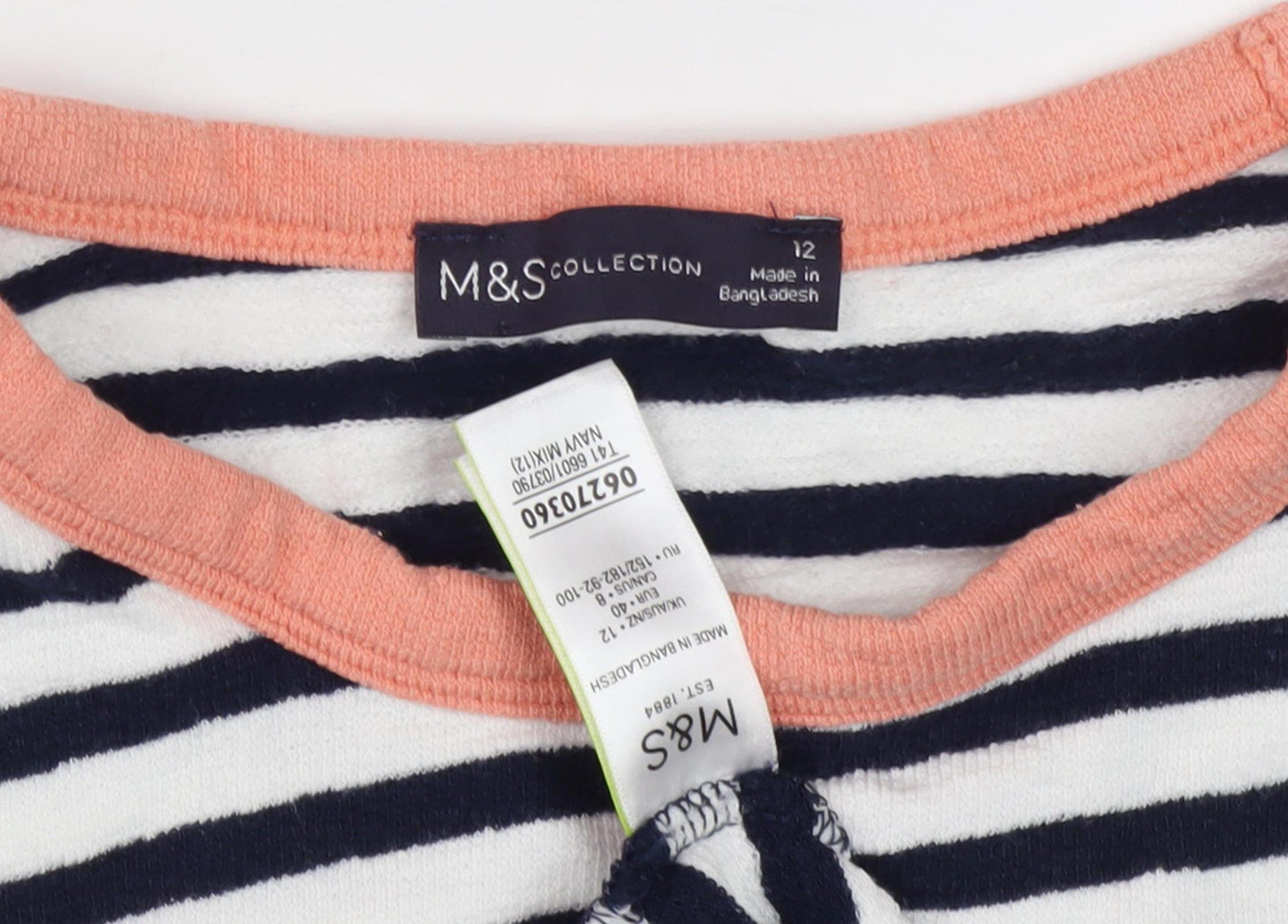 Womens UK Size 12 Marks and Spencer Multicoloured Basic T-Shirt