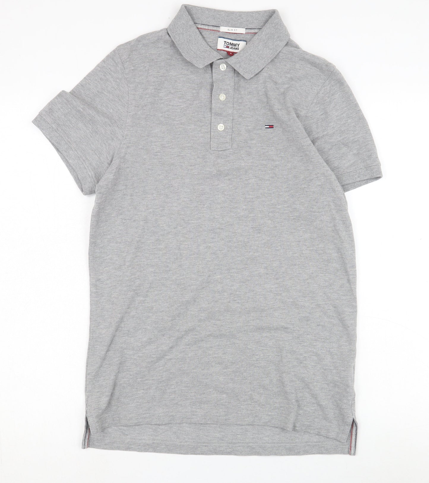 Tommy Jeans Men's Grey Slim Fit Polo Shirt, Size S