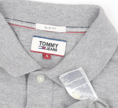 Tommy Jeans Men's Grey Slim Fit Polo Shirt, Size S