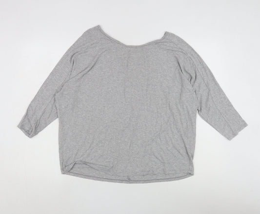 Womens UK Size 14 Warehouse Grey Basic T-Shirt