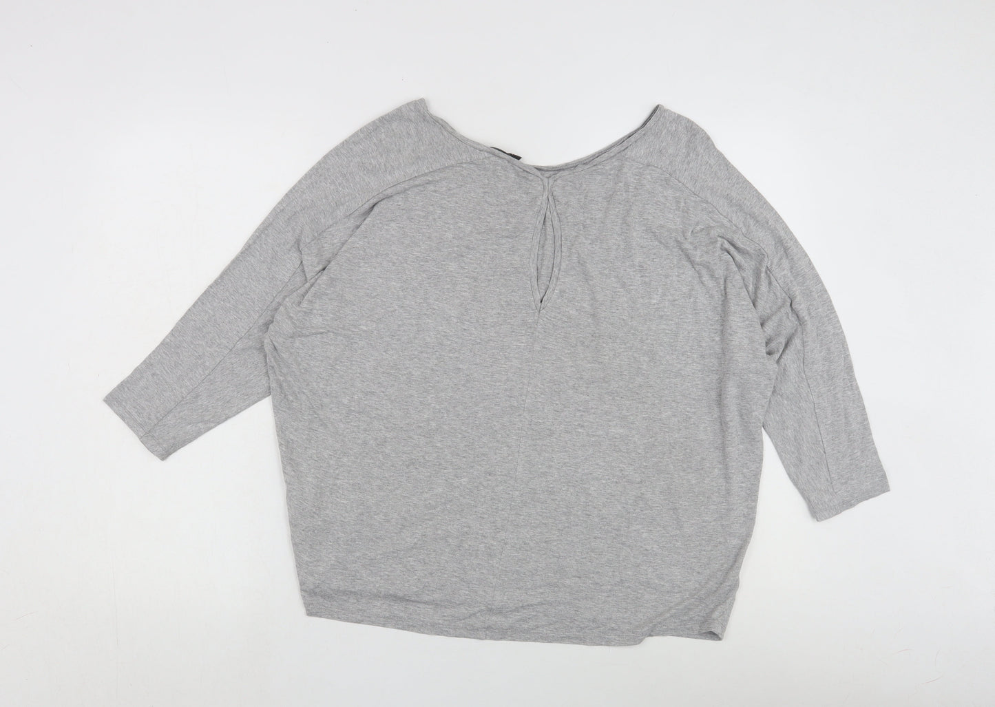 Womens UK Size 14 Warehouse Grey Basic T-Shirt