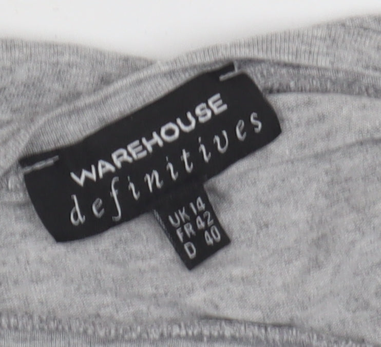 Womens UK Size 14 Warehouse Grey Basic T-Shirt