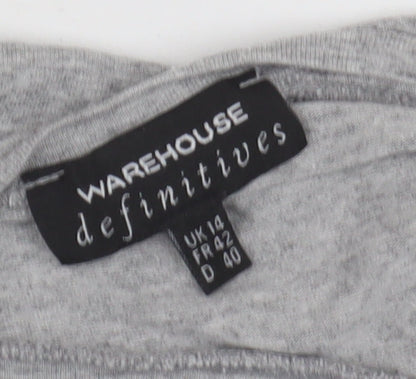 Womens UK Size 14 Warehouse Grey Basic T-Shirt