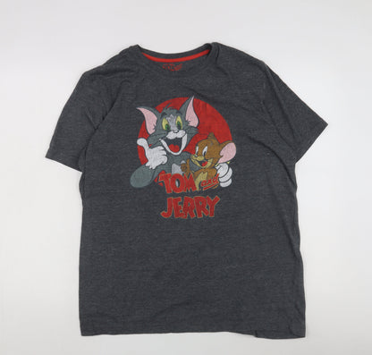 Tom & Jerry Men's Grey XL Cartoon T-Shirt