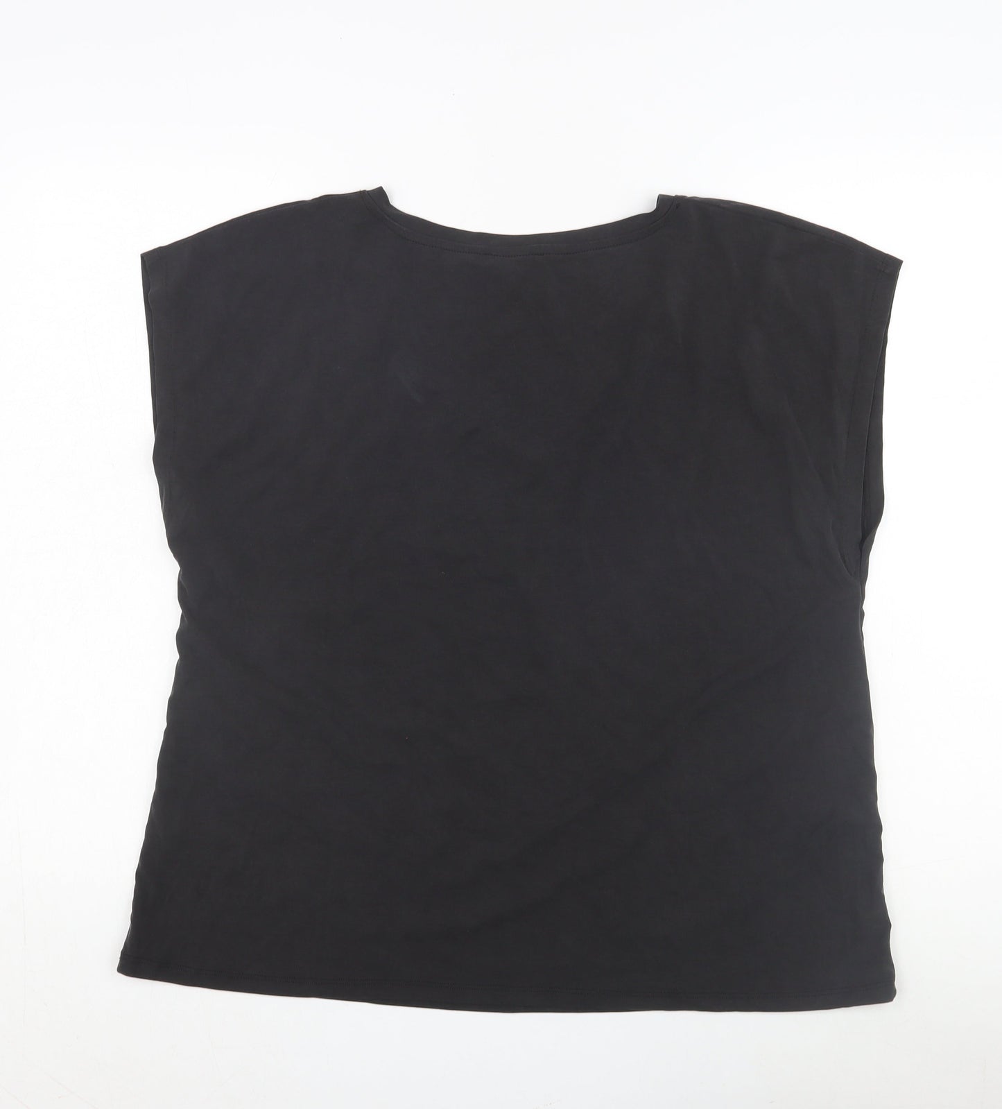 Womens UK Size 16 Warehouse Black Basic T-Shirt