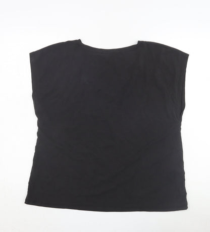 Womens UK Size 16 Warehouse Black Basic T-Shirt