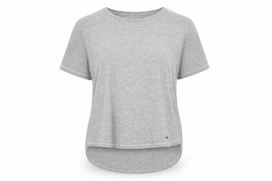 Front view of O'Neill Women's Grey T-Shirt, size 8, Crew Neck Casual