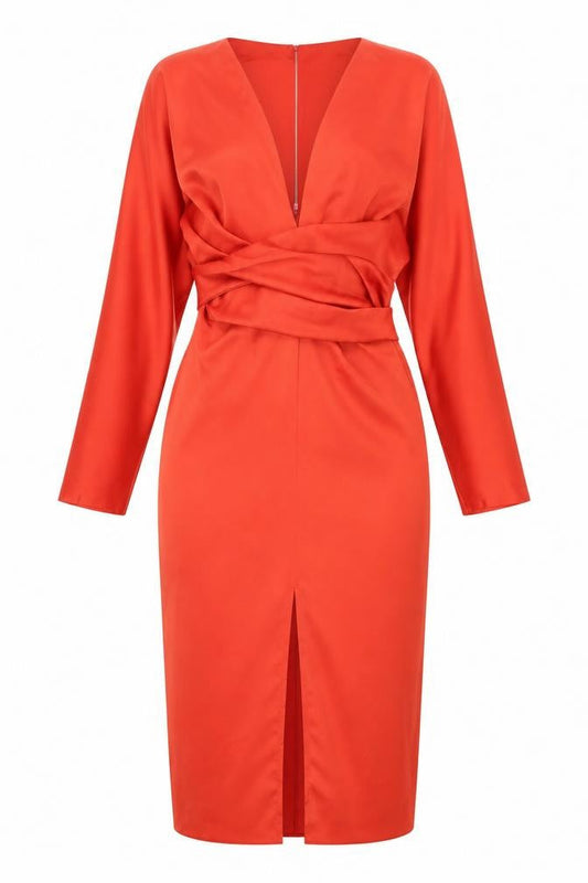 Front view of ASOS Women's Red Dress, size 10, with Zip Closure