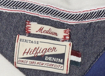 Tommy Hilfiger Men's Blue Striped Polo, Medium