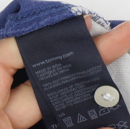 Tommy Hilfiger Men's Blue Striped Polo, Medium