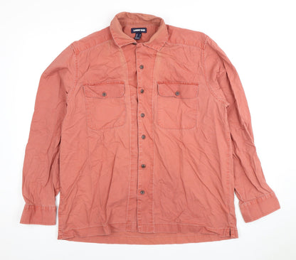 Lands' End Men's Red Long Sleeve Cotton Shirt M