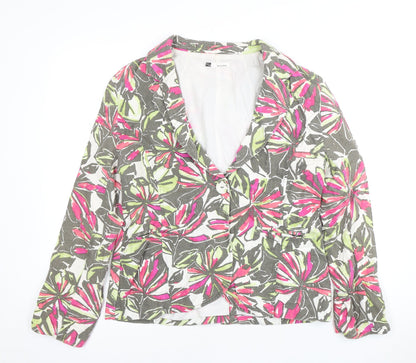 VIZA-VIZ Womens Multicoloured Floral Blazer Size 14