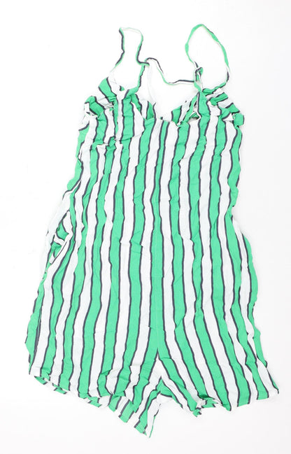 ASOS Women's Green Striped Jumpsuit, Size 8, Sleeveless