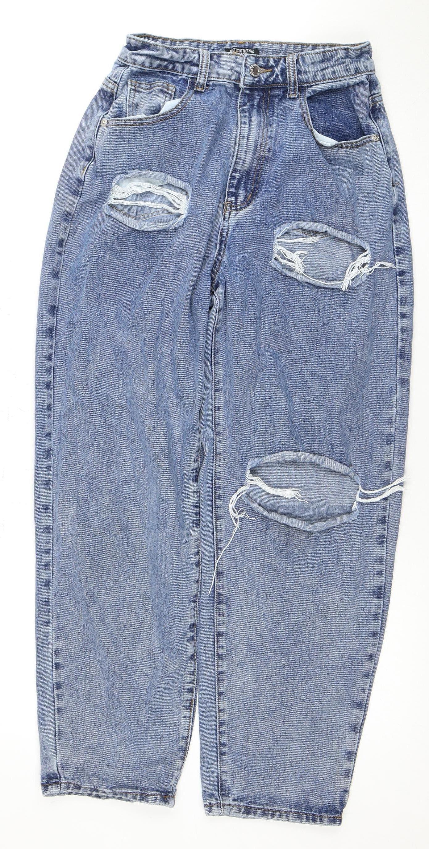 PrettyLittleThing Petite Blue Boyfriend Jeans Size 8