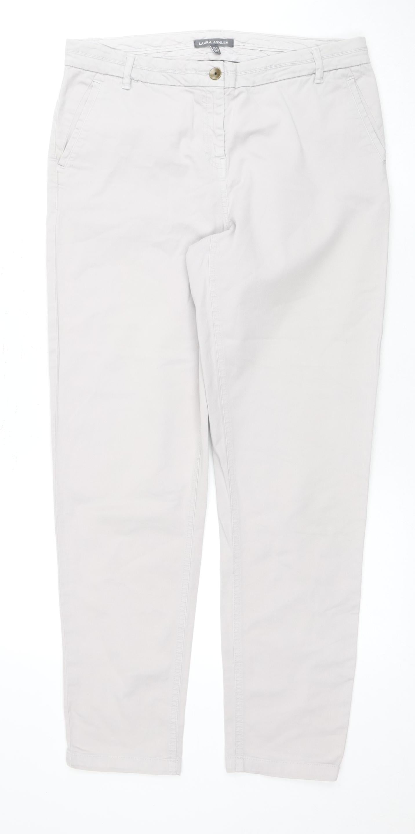 Womens UK Size 14 Laura Ashley Regular Fit Chino Grey Trousers