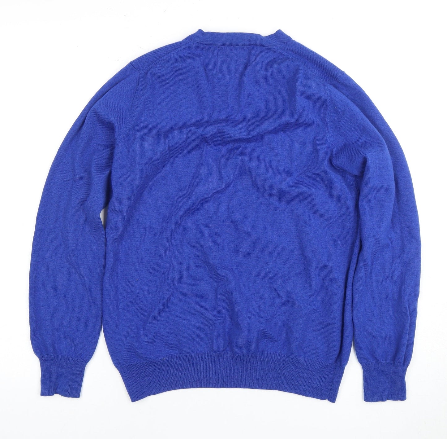 Guide London Men's Blue Wool V-Neck Pullover Jumper S