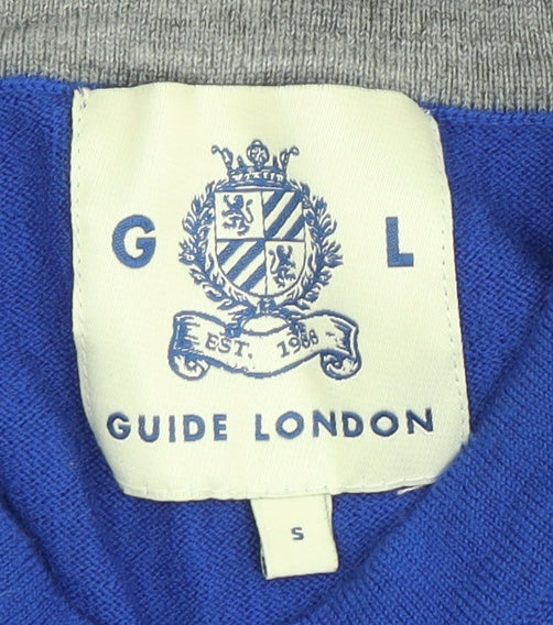 Guide London Men's Blue Wool V-Neck Pullover Jumper S