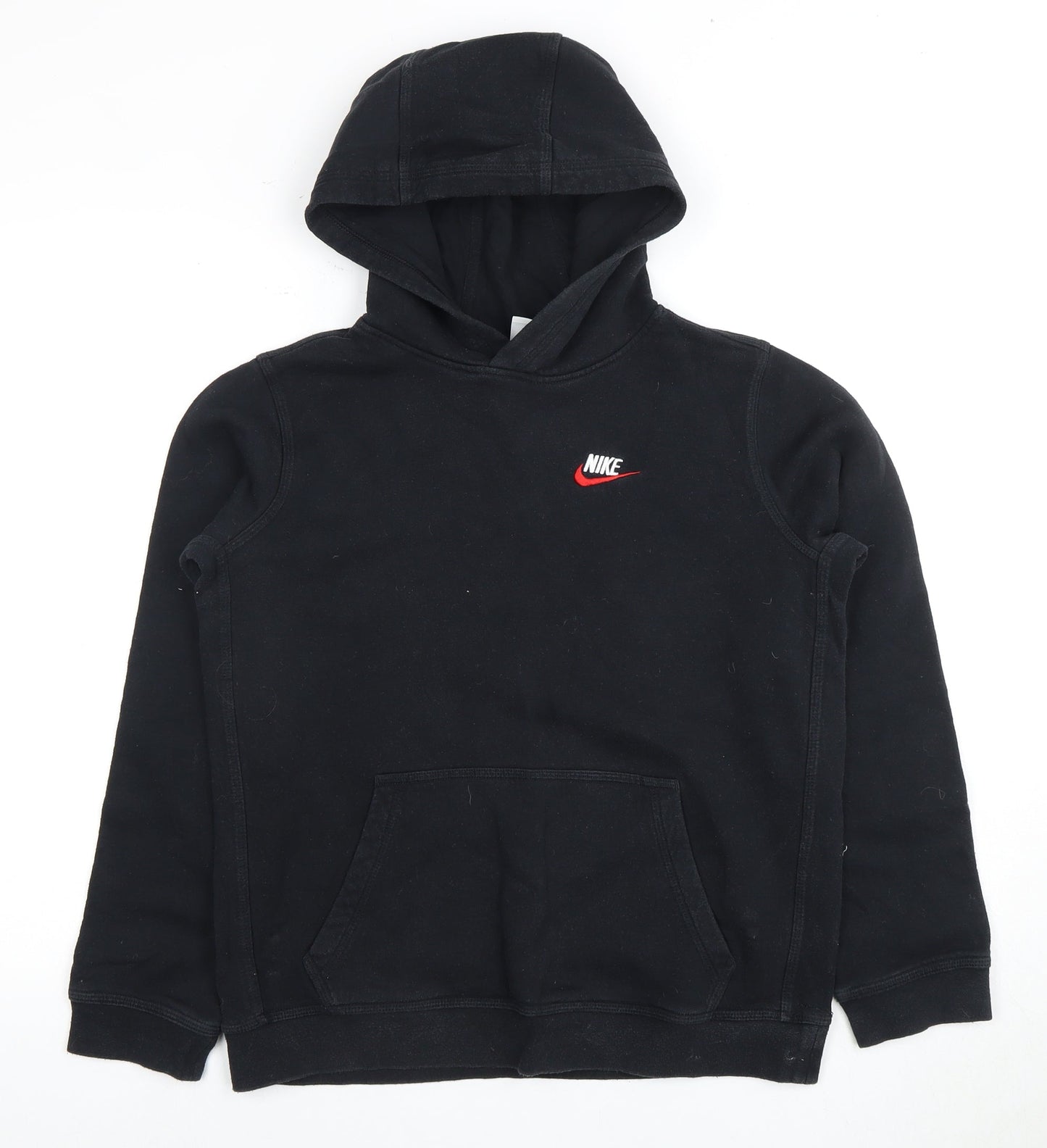Nike Boys Black XL Pullover Hoodie with Logo Accents