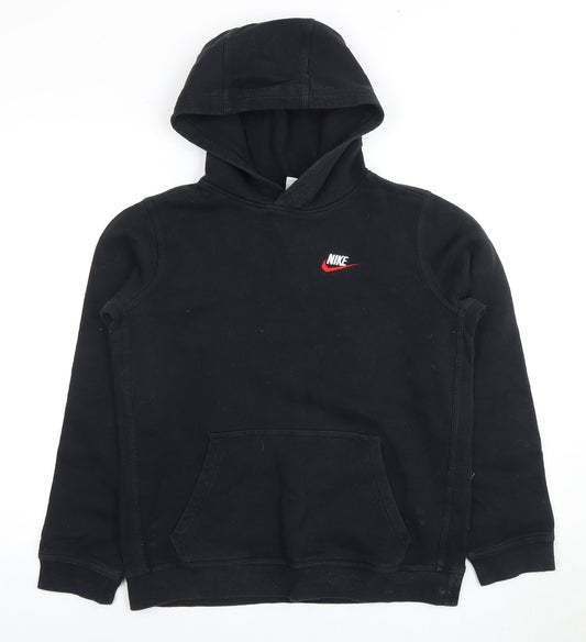 Nike Boys Black XL Pullover Hoodie with Logo Accents